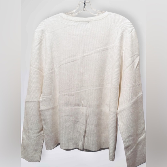 NWT Women’s Textured Knit Crew Neck Long Sleeved Sweater White Size L - Picture 5 of 7